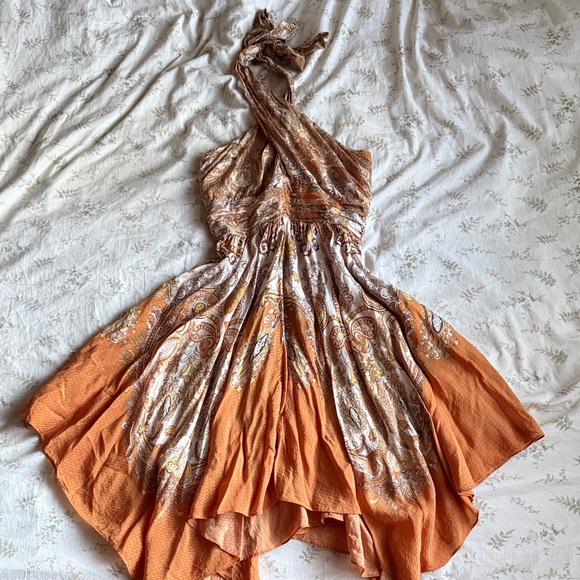 H&M Dresses & Skirts - Orange handkerchief hemline midi halter neck dress size 2 in great condition